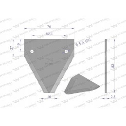 Derliaus nuėmimo peilis 82x76x2 8mm skylė 5 5 25 vnt.
