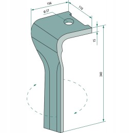Variklinių akėčių noragas 340 mm kairysis potinger 873402203