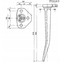 Variklinių akėčių noragai l 312 mm tinka Amazon