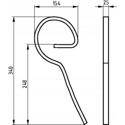 Kultivatoriaus noragai 25x8x340 mm be bagrame dalies