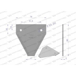 Derliaus nuėmimo peilis 80x76x2mm skylė 5 5 25 vnt