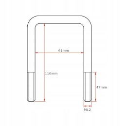 U formos varžtas, jungas, spaustukas, M12 60x110, poveržlė, veržlė