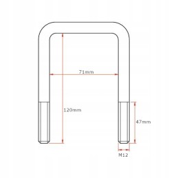 U formos varžtas, jungas, spaustukas, M12, 70x120, poveržlė, veržlė