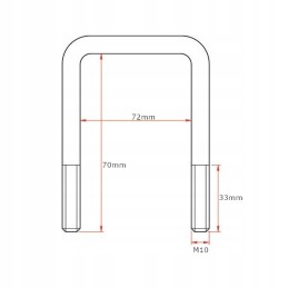 U formos varžtas, jungas, spaustukas, M10 70x70, poveržlė, veržlė