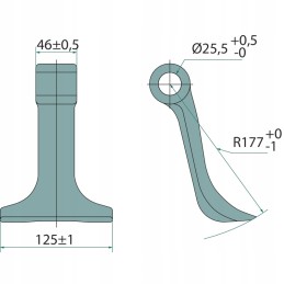 Plaktukas plaktukas 125x46 mm skylė 25 5 mm r177 mm