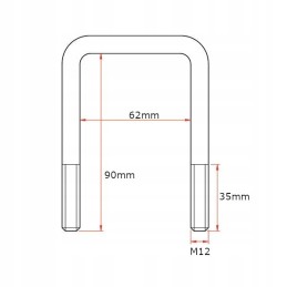 U formos varžtas, jungas, spaustukas, M12 60x90, poveržlė, veržlė