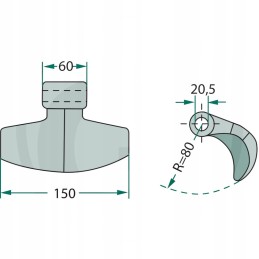 Plaktukas plaktukas 150x60 mm skylė 20 5 mm cosmag