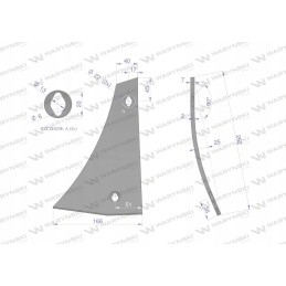 Pleto prieplauka, kairė, dviejų skylių, XL, boro plieno