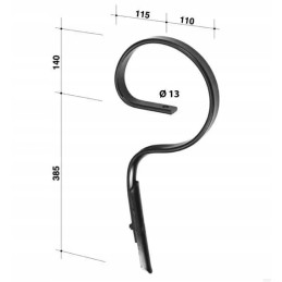 Spyruoklinis noragas 32x10x525mm tiesus su CP40 dalimi