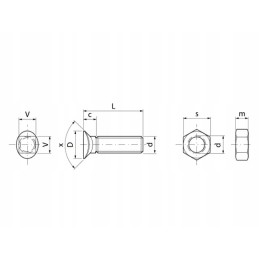 Noragėlių varžtas su veržle M10x45 mm CP704P025 25 vnt