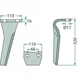 Variklinių akėčių dantis 56030 52539500