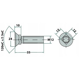 Kaiščio varžtas m12x35 8 8 su įdėklu, pakuotėje 10 vnt