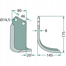 Dešinysis išlenktas peilis 180sov 11r granitas