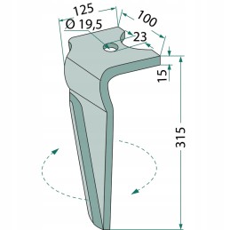 Dešinysis akėčių dantis 315 mm Alpego D05651