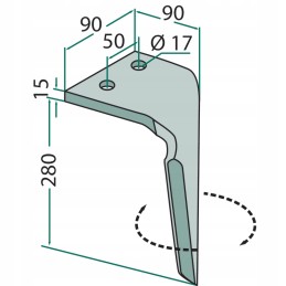 Dešinysis akėčių dantis 280 mm Sicma 052701