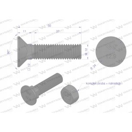 Varžtų komplektas, fiksuojamas kamštis d 608 m12x50 mm, 12 klasė