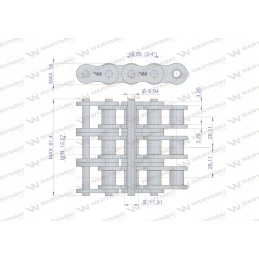 Sustiprinta pramoninė ritininė grandinė 12ah 3 ansi