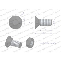 Varžtų komplektas, dviejų nosių kamštis, didesnė galvutė m12x30 mm
