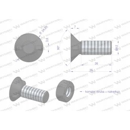 Varžtų komplektas, dviejų nosių kamštis, didesnė galvutė, m12x35 mm