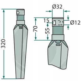 Variklinių akėčių dantis 034001 Niemeyer kairėje