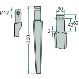 Variklinių akėčių dantis 180rh27 003981 01