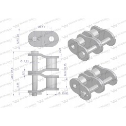 Grandinės jungtis sustiprinta p16a 2 ansi a 80 wa