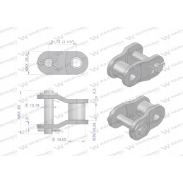 Grandinės jungtis, tiesi plokštė, P20B 1 Warynski