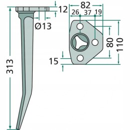 Variklinių akėčių kairysis dantis 56030 63031