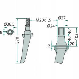 Variklinių akėčių dantis su lašeliu 56030 1163214870