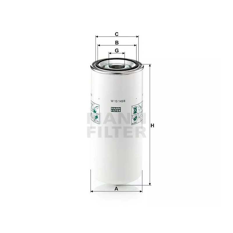 W 13145/6 MANN-FILTER alyvos filtras DAF 85CF-SER,95XF-SER