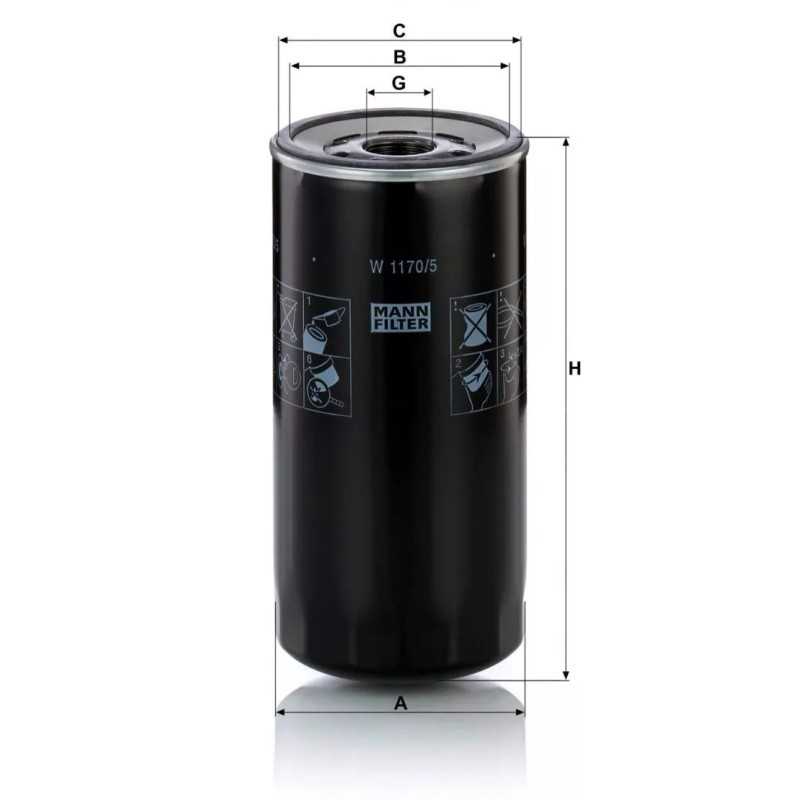 W 1170/5 MANN-FILTER alyvos filtras
