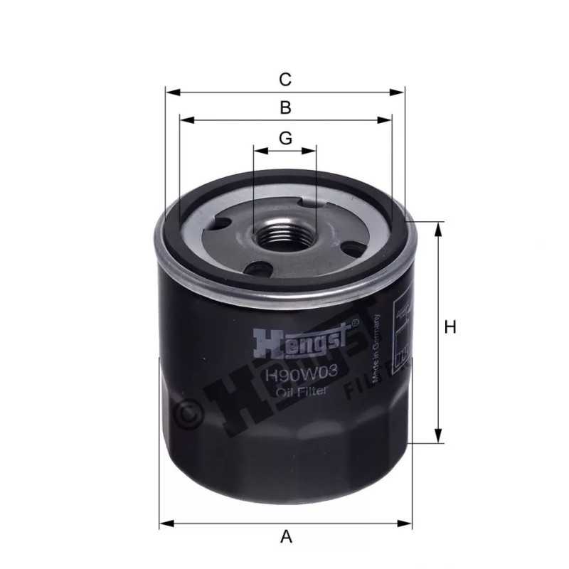 H90W03 Hengst alyvos filtras