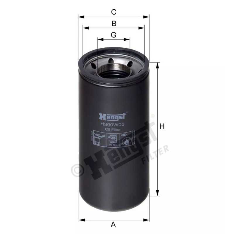 H300W03 Hengst alyvos filtras