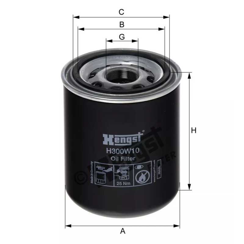 H300W10 Hengst alyvos filtras