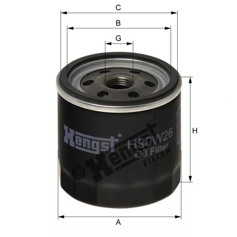 H90W26 Hengst alyvos filtras