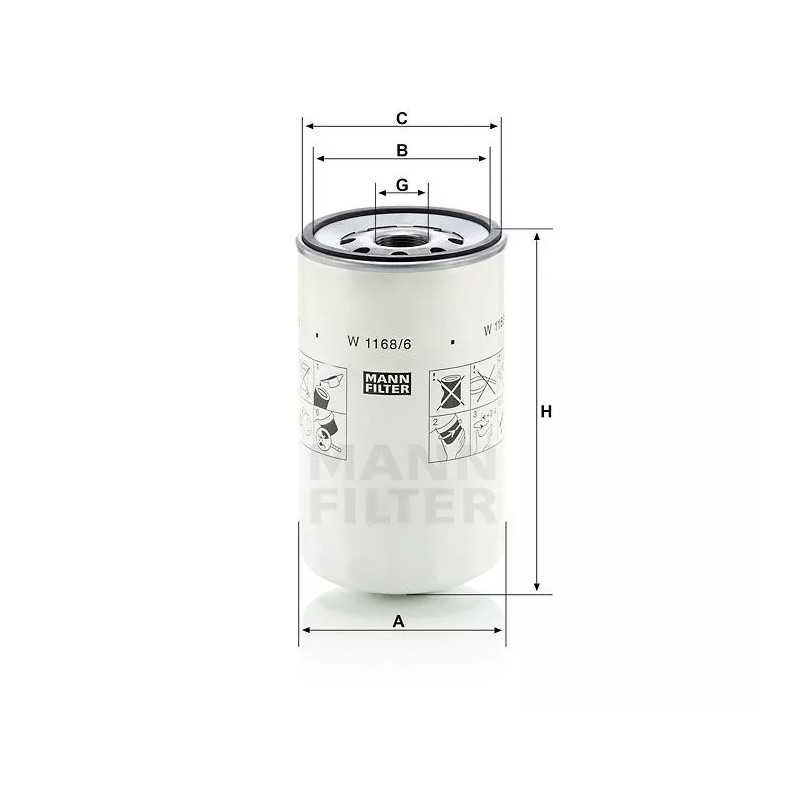 W1168/6 MANN alyvos filtras