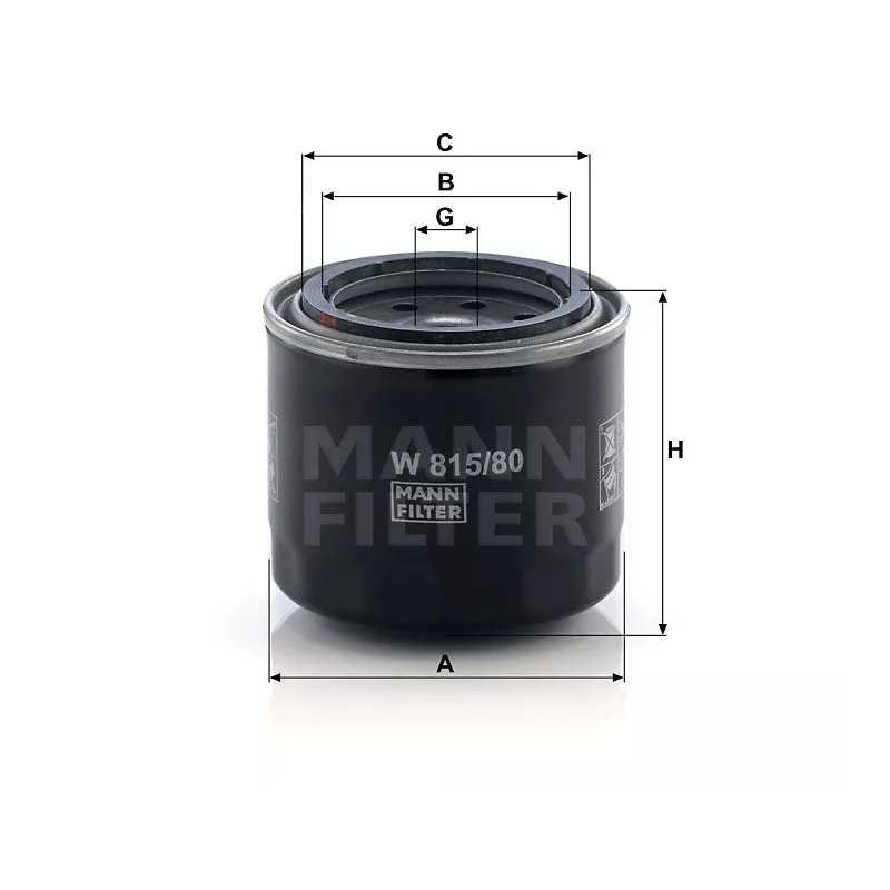 W 815/80 MANN-FILTER alyvos filtras HYUNDAI MITSUBISHI