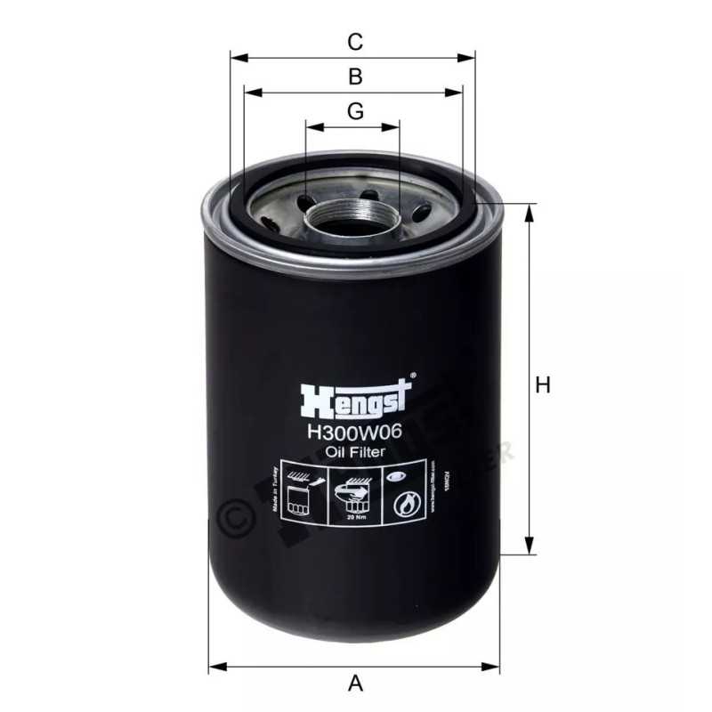 H300W06 Hengst alyvos filtras