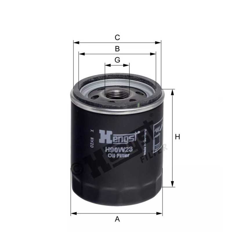 H90W23 Hengst alyvos filtras