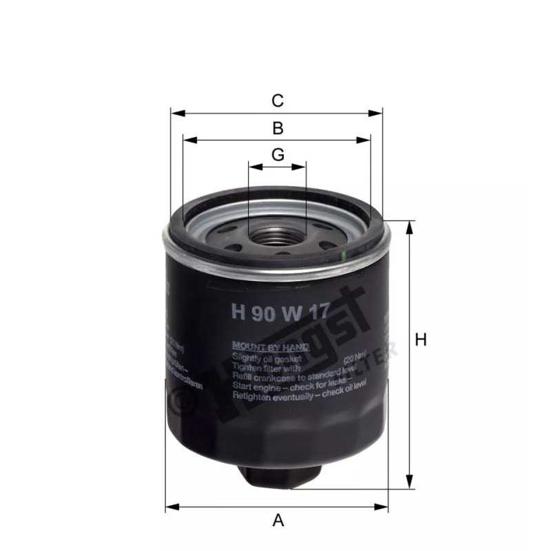 H90W17 Hengst alyvos filtras