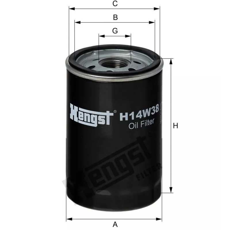 H14W38 Hengst alyvos filtras