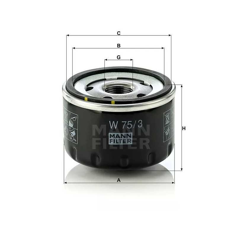 W 75/3 MANN-FILTER alyvos filtras RENAULT