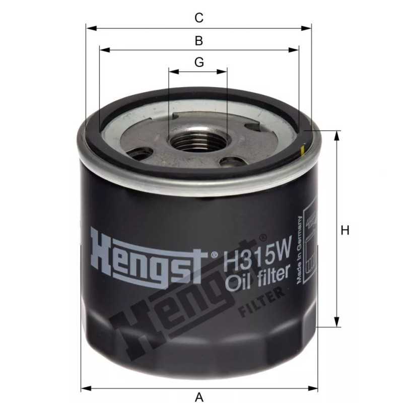 H315W Hengst alyvos filtras