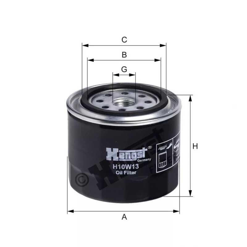 H10W13 Hengst alyvos filtras