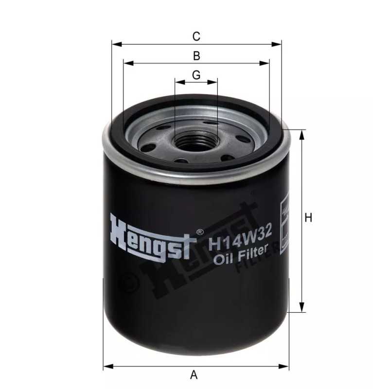 H14W32 Hengst alyvos filtras