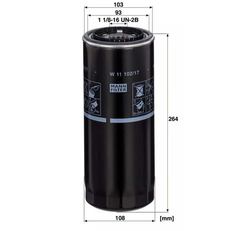 W 11102/17 MANN-FILTER alyvos filtras