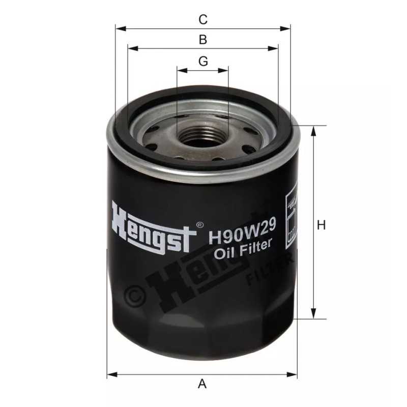 H90W29 Hengst alyvos filtras
