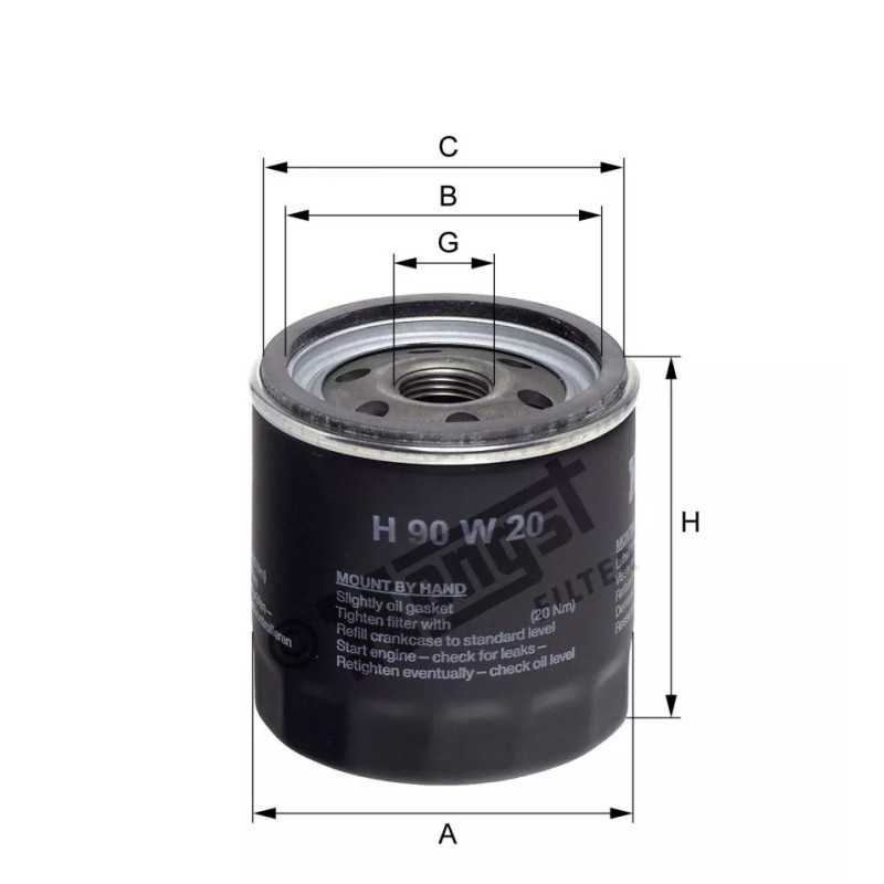 H90W20 Hengst alyvos filtras