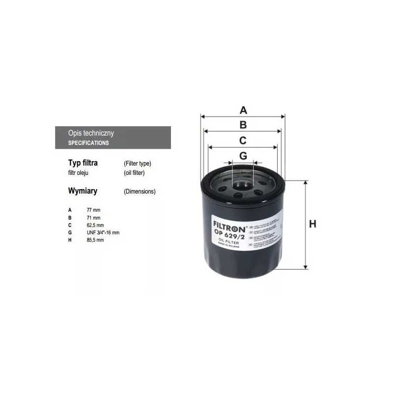OP 629/2 FILTRON alyvos filtras