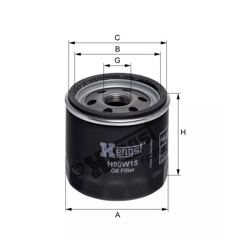 H90W15 Hengst alyvos filtras